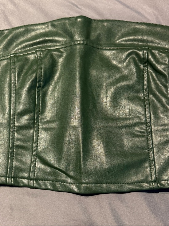 Le Lis Jackets & Blazers - Le Lis Dark Green Faux Leather Strapless Bustier Jacket